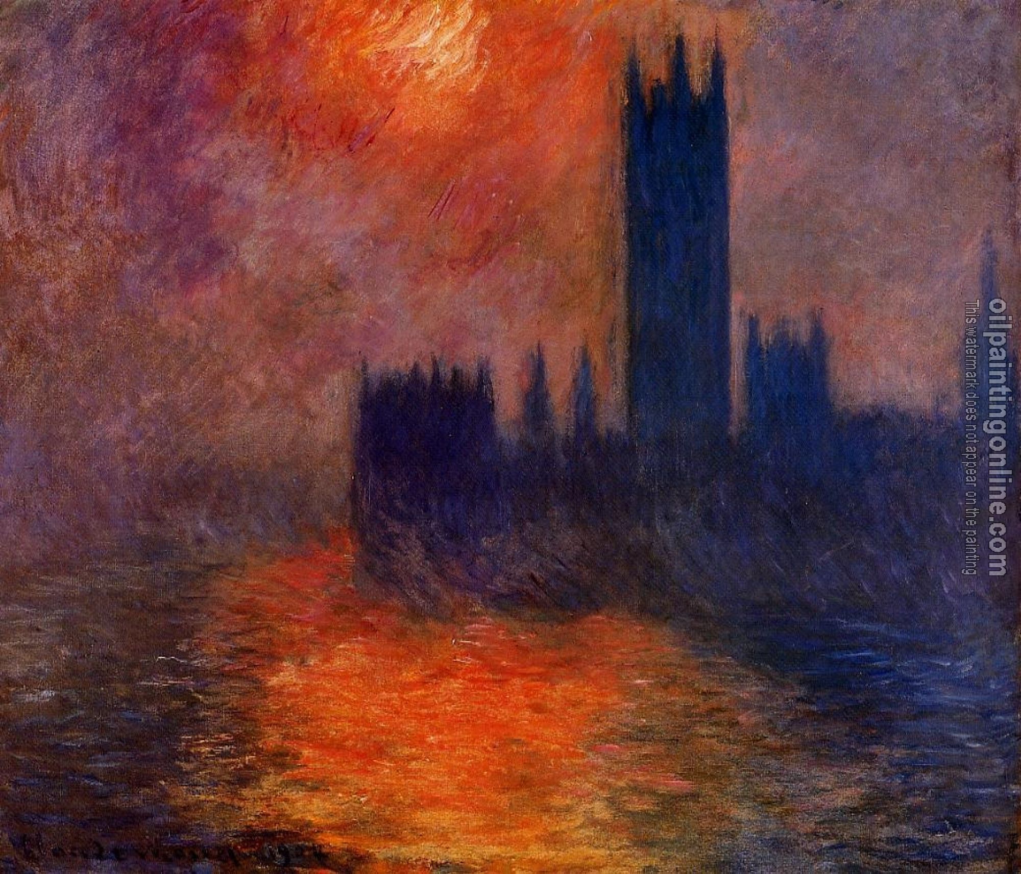 Monet, Claude Oscar - Houses of Parliament, Sunset